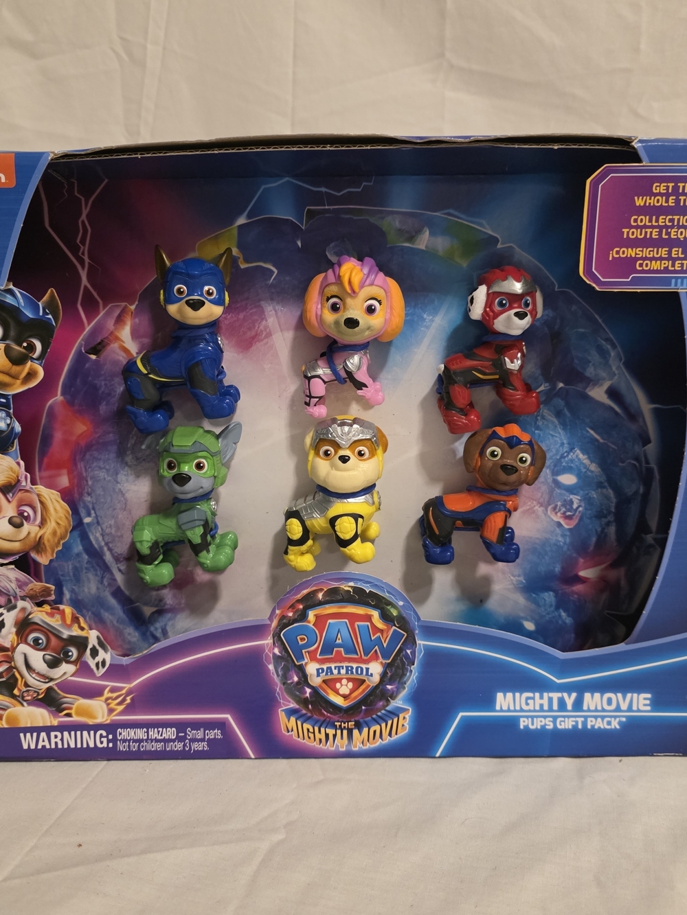 NIB Paw Patrol Set Mighty Movie Pups Gift Pack 6 Collectible Chase Marshall Skye